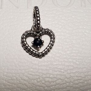Pandora Navy Blue Beaded Heart Dangle Charm